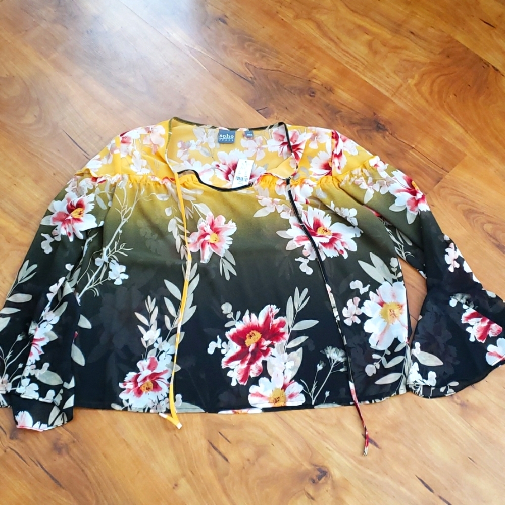 Sheer flora print blouse never worn